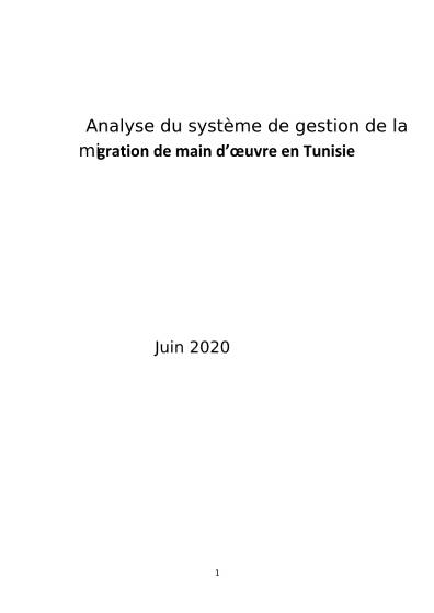 Analyse du système de gestion de la migration de main d’oeuvre en Tunisie
