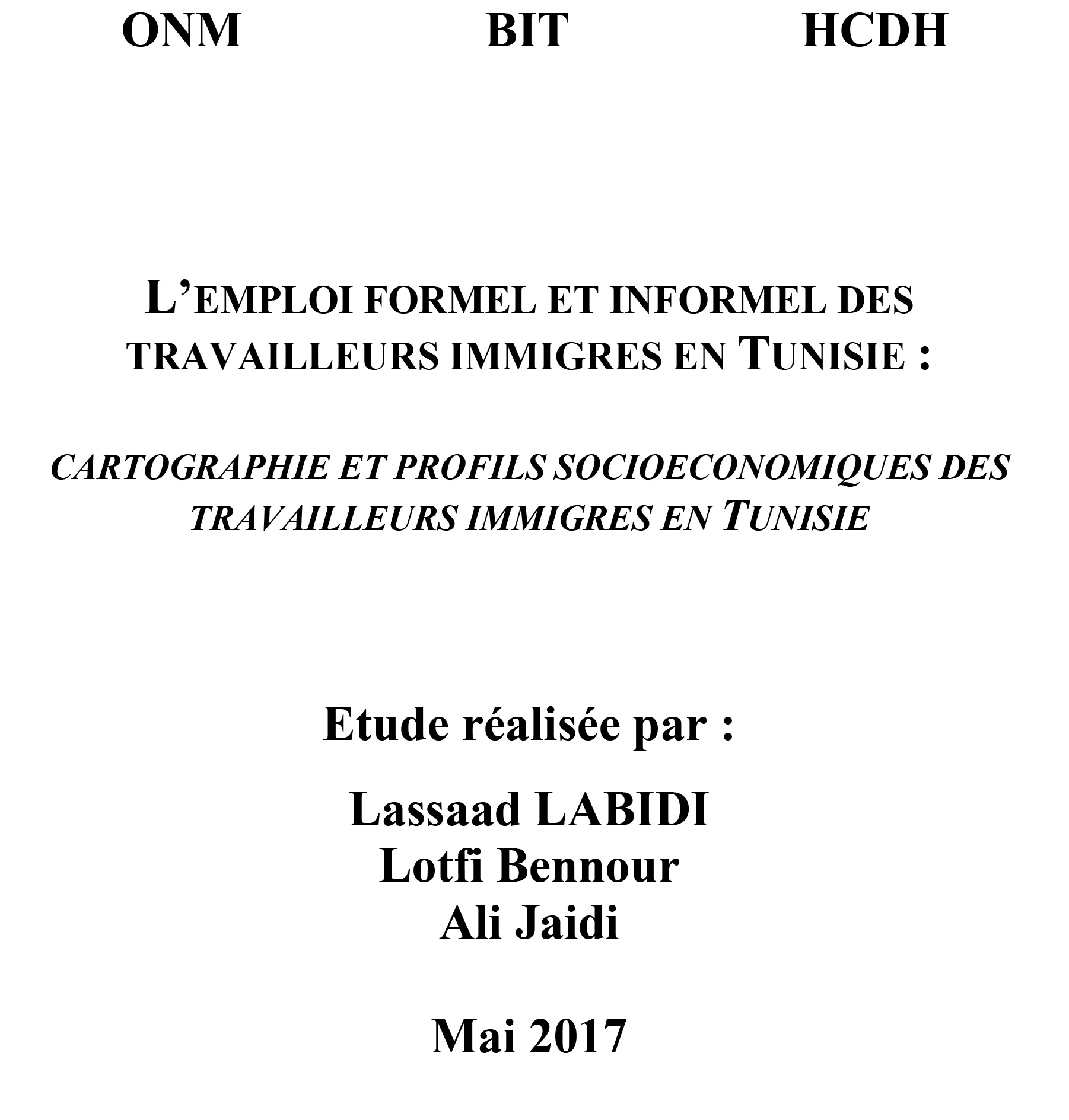 L’emploi formel et informel des  travailleurs immigres en tunisie